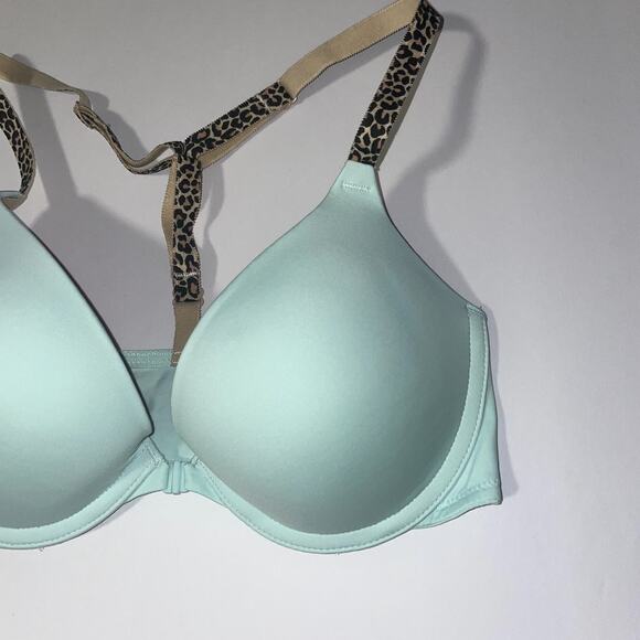Victoria's Secret PINK Bra Womens 32C Green Mint Front Close Push Up Racerback - Picture 3 of 11
